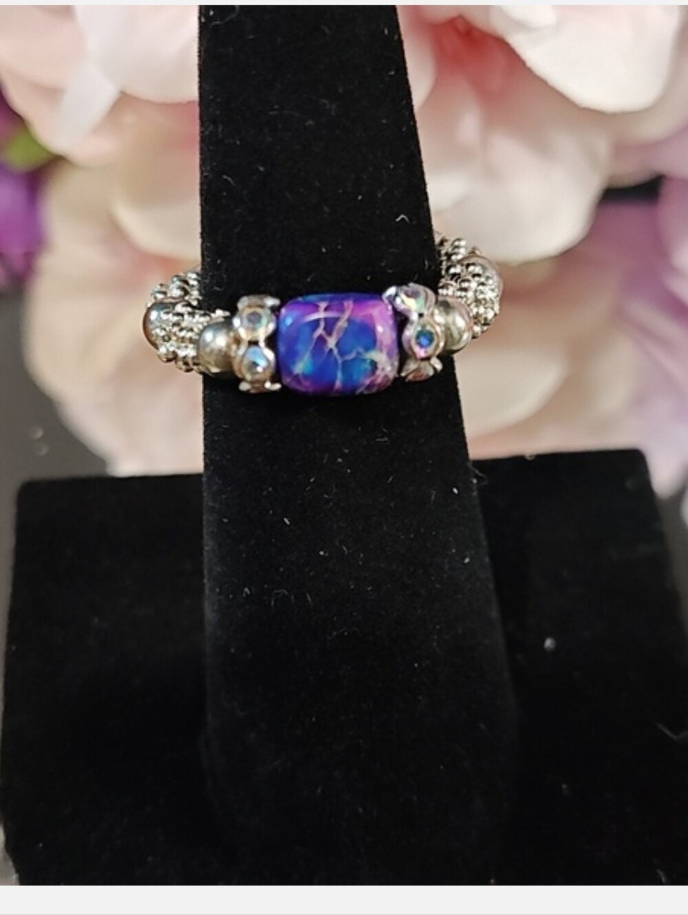 Handmade Purple Gemstone Beaded Ring - READ BELOW FOR CUSTOM SIZE INFO 👇